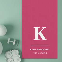 Tapete De Yoga Monograma tipográfico rosa a quente