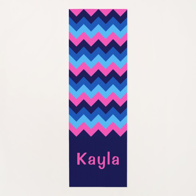 Tapete De Yoga Monograma Yoga Mat Azul Rosa legal (Frente)