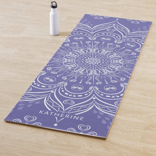 Tapete De Yoga Monogramas Boho Mandala Purple Elegante (In Situ)