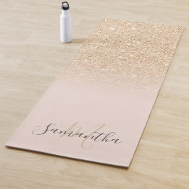 Tapete De Yoga Monogramas cor-de-rosa-brilho