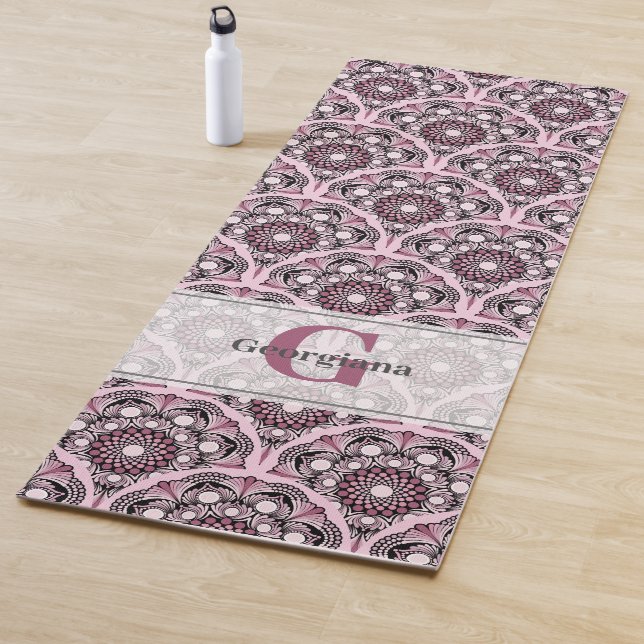 Tapete De Yoga Monogramas Deco Dusky Rosa Cherry Blossom Mandala (In Situ)