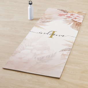 Tapete De Yoga Monogramas Pampas Grass Script Name Terracotta