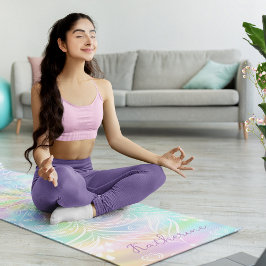 Tapete De Yoga Monogramas Pastel Holographic Mandala