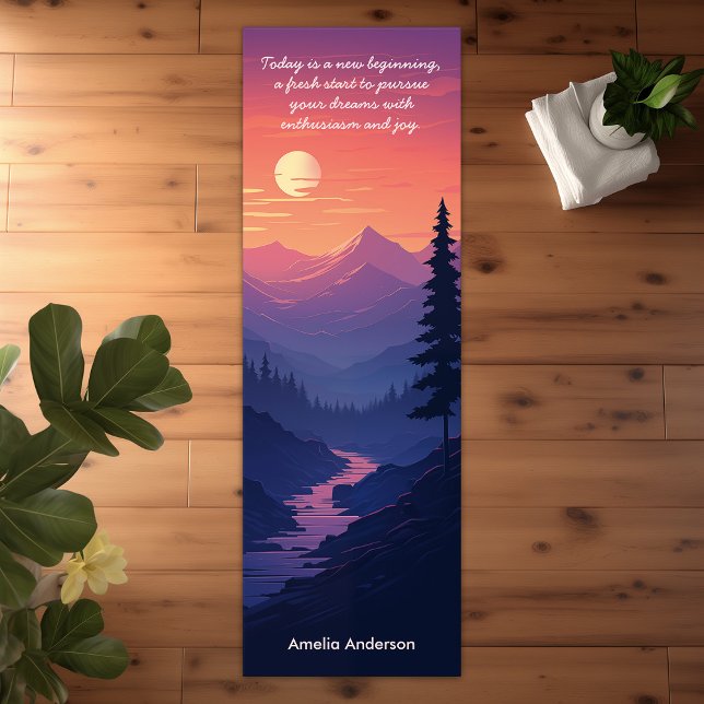 Tapete De Yoga Montanhas Paisagem Pêssego Sunset (Mountains Landscape Peacfeul Sunset Yoga Mat)