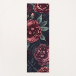Tapete De Yoga Moody Florals Watercolor Dark Red Pattern