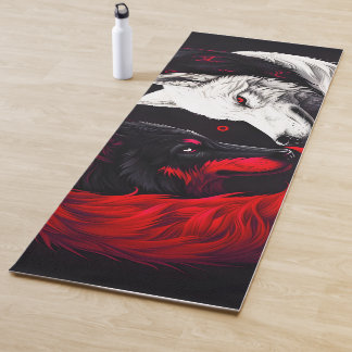 Tapete De Yoga Moon Crimson Red White Wolf