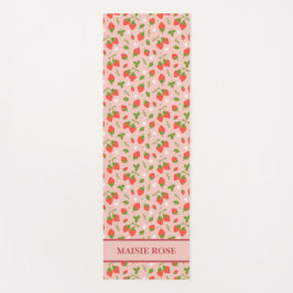 Tapete De Yoga Morango Cor-de-Rosa Floral, Padrão Personalizado C
