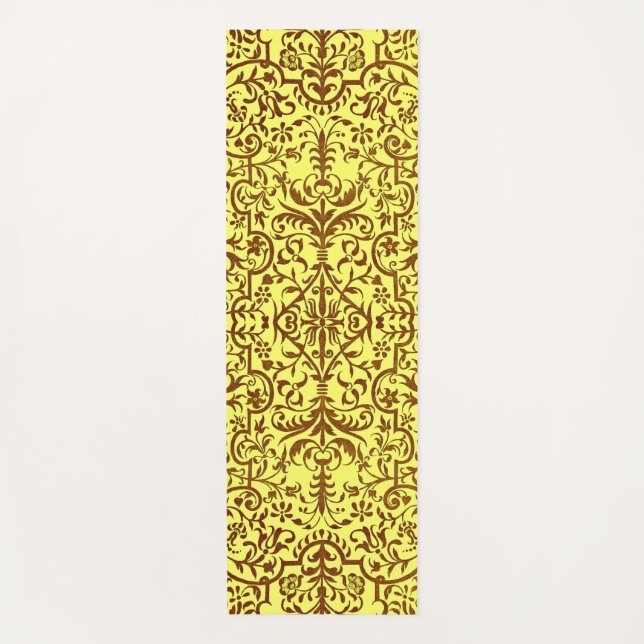Tapete De Yoga Motif vitoriano em amarelo (Frente)