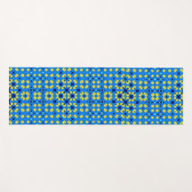 Motif yoga, estilo mandala azul e amarelo