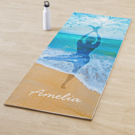 Tapete De Yoga Motivação de inspiração personalizada em praia-