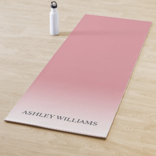 Tapete De Yoga Mouse Rosa Rosa Dusty do Monograma de Script Chic