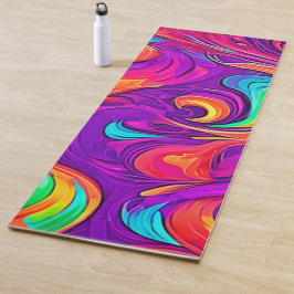 Tapete De Yoga Mundo Colorido: Padrões Fluidos