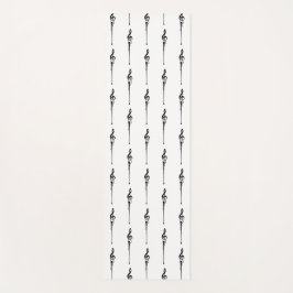 Tapete De Yoga Música Motif Derretendo Treble Clef Preto e Branco