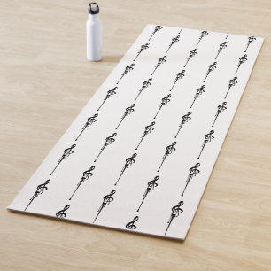 Tapete De Yoga Música Motif Derretendo Treble Clef Preto e Branco