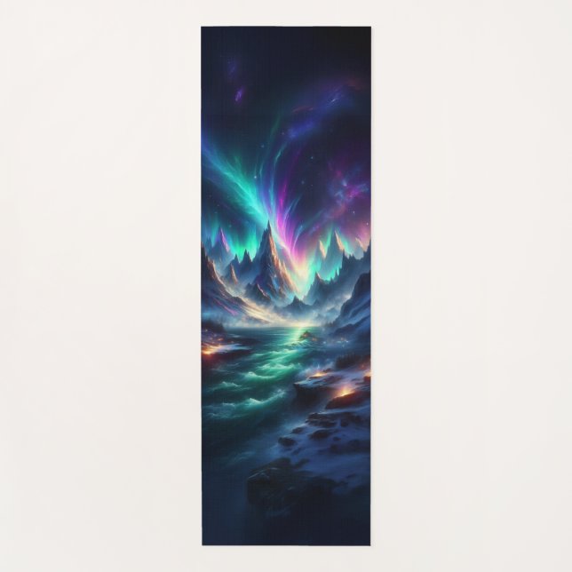 Tapete De Yoga Mystical Aurora Mountain Yoga Mat – Fantasy Nature (Frente)