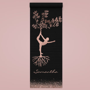 Tapete De Yoga Namaste de Ioga em Pose de Árvore Personalizado em