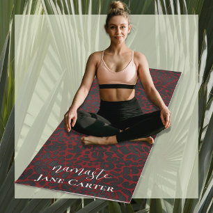 Tapete De Yoga Namaste Personalize o legado leopardo negro vermel