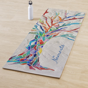 Tapete De Yoga Namaste Rainbow Colors Mosaic Tree Yoga Mat