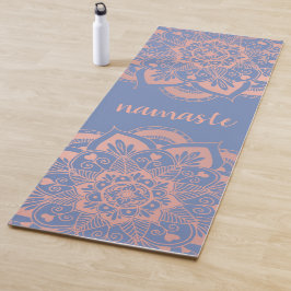 Tapete De Yoga Namaste Rosa Dourado Mandala Azul