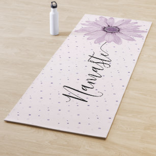 Tapete De Yoga Namaste Script Lilac Flower Stem & Dots Yoga Mat