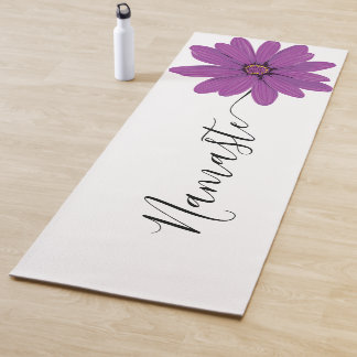 Tapete De Yoga Namaste Script Purple Flower Stem Yoga Mat