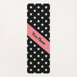Tapete De Yoga Namaste Stars Preto e Rosa com Nome Personalizado