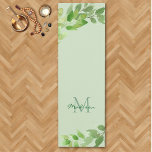 Tapete De Yoga  Name Monogram Green<br><div class="desc">This unique yoga mat is decorated with watercolor greenery.
Easily customizable with your name and monogram in stylish script typography.
Original Watercolor © Michele Davies.</div>