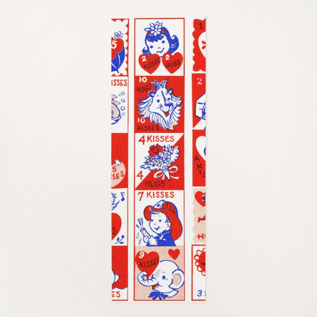 Tapete De Yoga Namorados Retro Love Hugs Padrão de Corte (Frente)