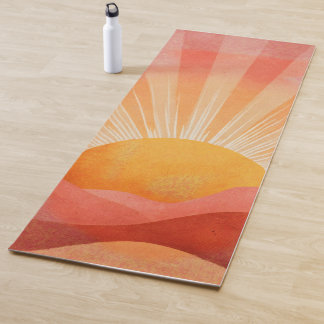 Tapete De Yoga Nascer do sol boho rosa e laranja