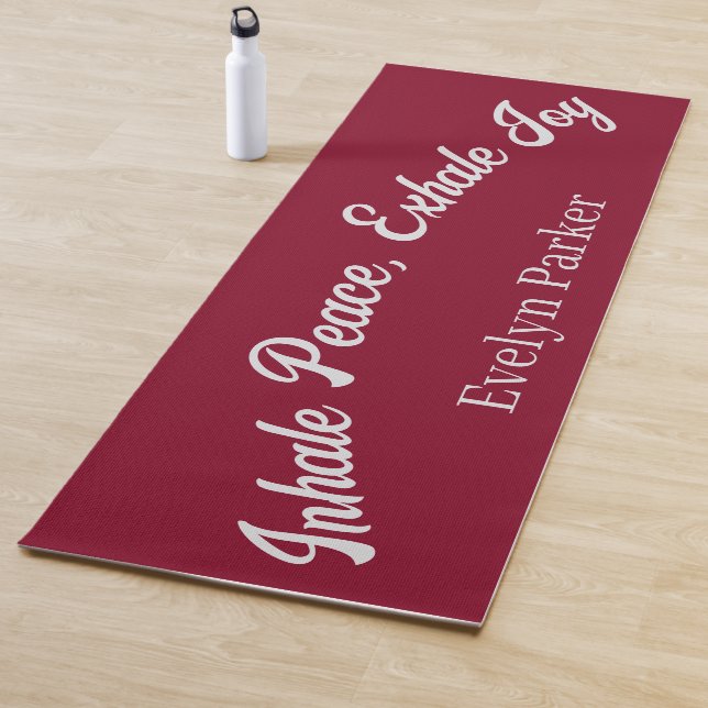 Tapete De Yoga Natal Personalizado Bugundy Prata Brilho Script (In Situ)