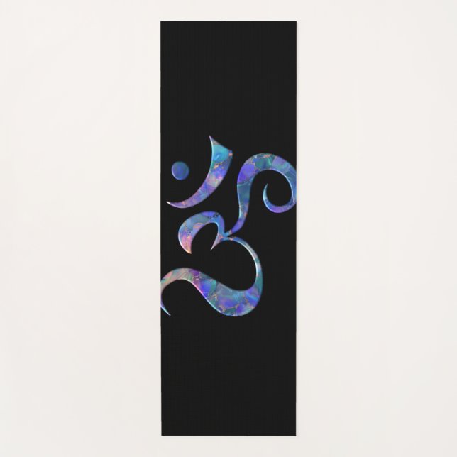 Tapete De Yoga Navy Marbled  Om  (Frente)