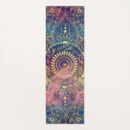 Tapete De Yoga Nebulosa Colorida Dourada de Mandala