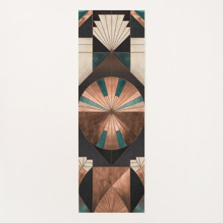 Tapete De Yoga Neo Art Deco Geometric Teal Copper Gold Sunburst