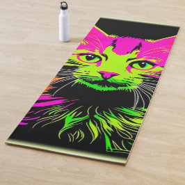 Tapete De Yoga Neon Cat Portrait