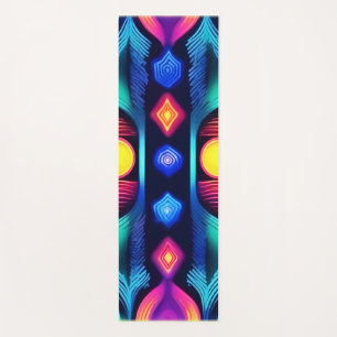 Tapete De Yoga Neon Geométrico Mandala Art