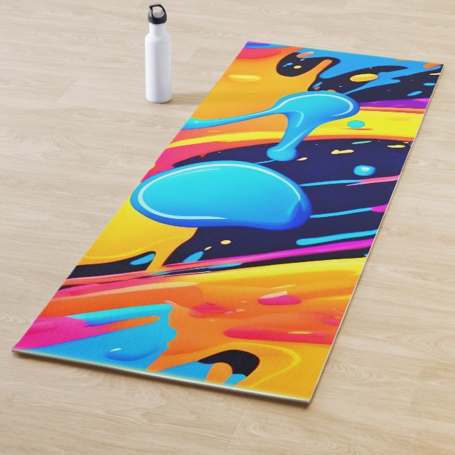Tapete De Yoga Neon Splatter Paint Art (In Situ)