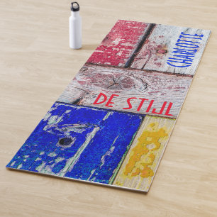 Tapete De Yoga Neoplasticismo engraçado estilo de arte em madeira