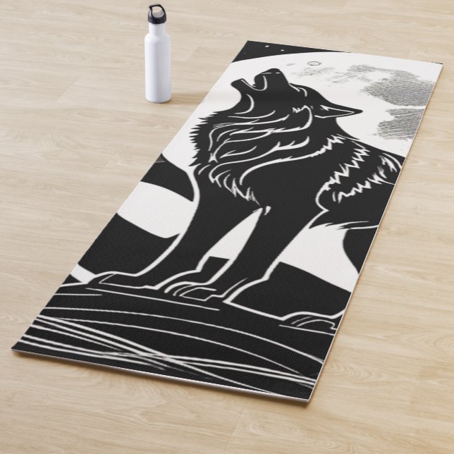 Tapete De Yoga Night Wolf Silhouette Design (In Situ)