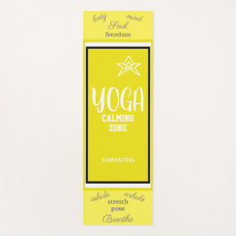 Tapete De Yoga Nome Branco Amarelo