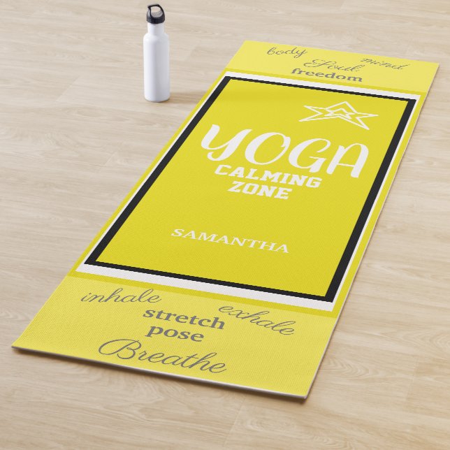 Tapete De Yoga Nome Branco Amarelo (In Situ)