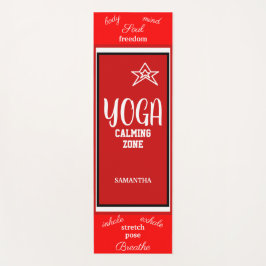 Tapete De Yoga Nome Branco Vermelho