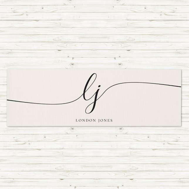 Tapete De Yoga Nome da Assinatura Script de Caligrafia Simples Mo (Criador carregado)