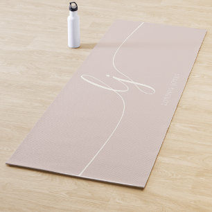 Tapete De Yoga Nome da Assinatura Simples Caligrafia Script Rosa