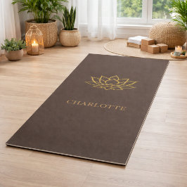 Tapete De Yoga Nome da flor de lótus dourada marrom