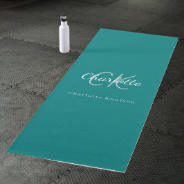 Tapete De Yoga Nome das iniciais do monograma verde-teal