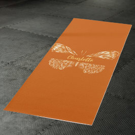 Tapete De Yoga Nome de borboleta dourada laranja queimada