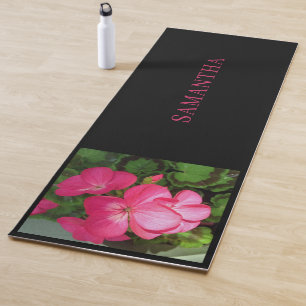 Tapete De Yoga Nome de Fotografia Floral Rosa