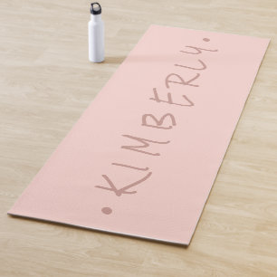 Tapete De Yoga Nome de Manuscrito SimplesCasual Rosa Mauve