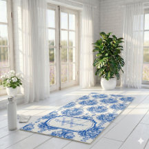 Nome de Monograma de Padrão Toile Francês Azul