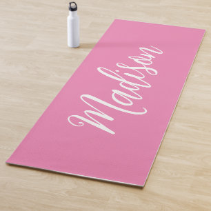 Tapete De Yoga Nome de Raparigas Rosa de Tendência Script Manuscr